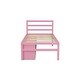 preview thumbnail 3 of 8, Pink Wood Twin Size Platform Bed Frame w/Removable Storage Shelves, Built-in Two Storage Drawers and Headboard for Kids, Teens