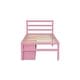 preview thumbnail 3 of 13, Twin Size Wood Platform Bed with Removable Shelves, 2-Storage Drawers, Pink