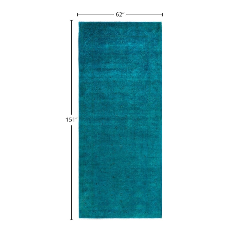 Contemporary Overdyed Wool Hand Knotted Area Rug - 5' 2" x 12' 7"