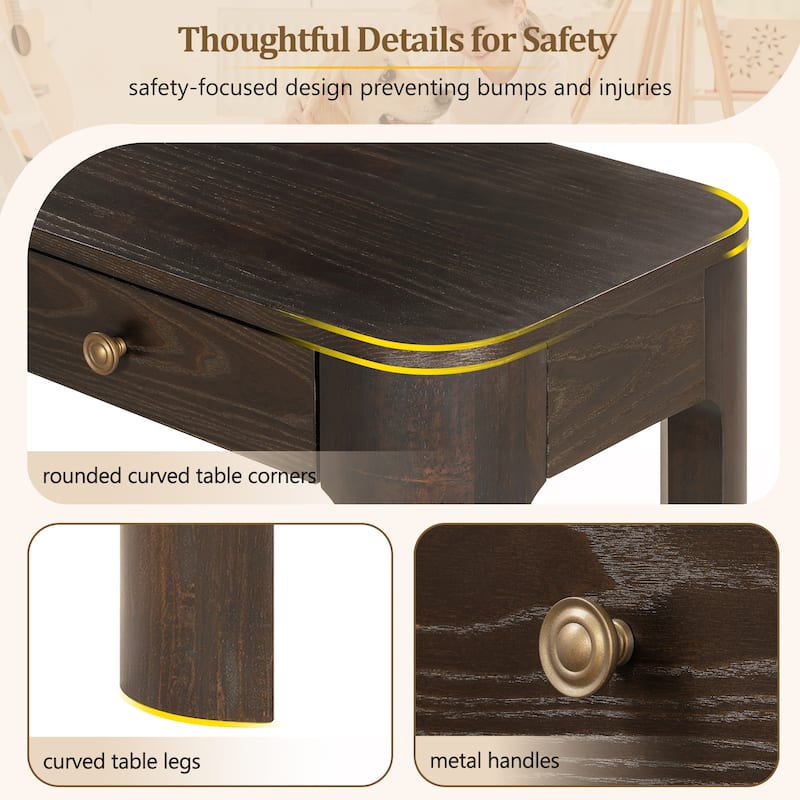 Curved Corners Console Table Entryway Table with 3 Drawers