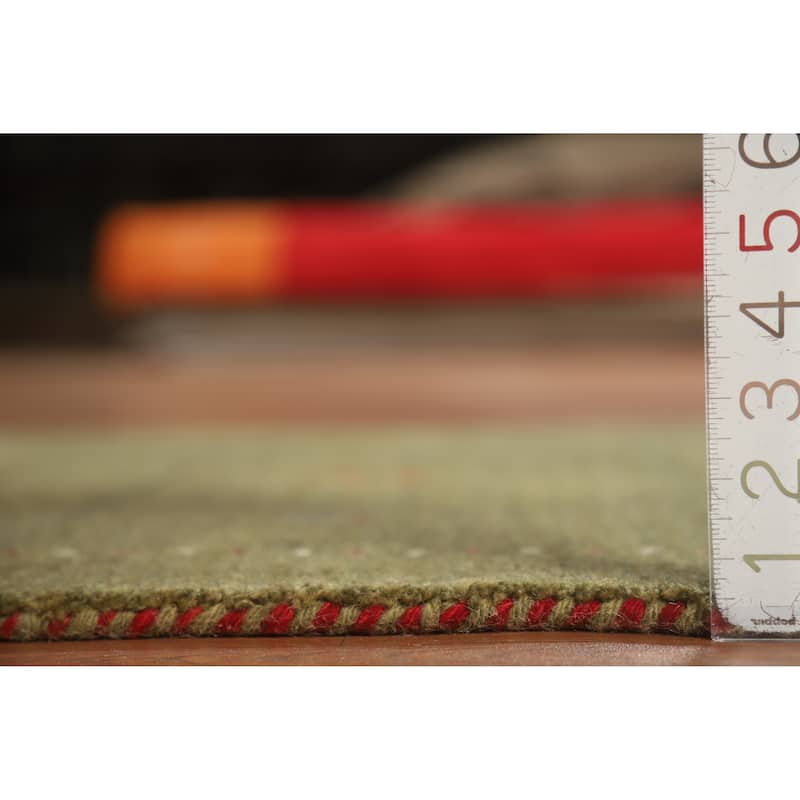 Little Animals Green Gabbeh Indian Accent Rug Handmade Wool Carpet - 2'11" x 5'3"
