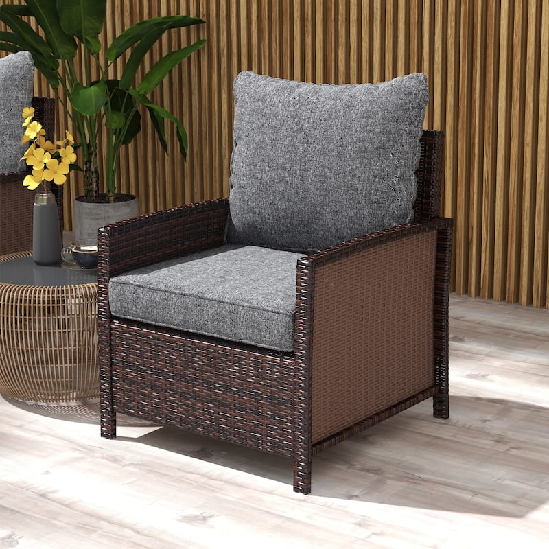 Outsunny 4-Piece Patio Chair Cushion and Back Pillow Set, Seat Replacement Patio, Cushions Set for Outdoor Garden Furniture