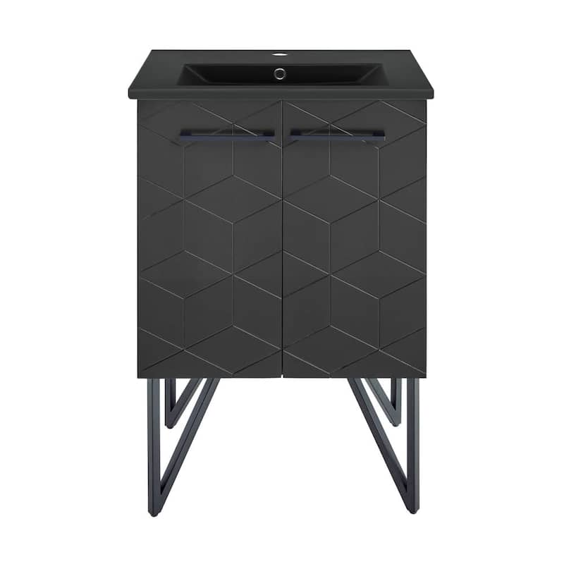 Swiss Madison SM-BV251 Annecy 24" Free Standing Single Basin Vanity - Phantom Black / Matte Black