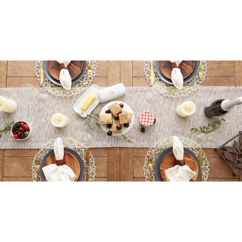 Tonal Recycled Cotton Slubby Rib Table Runner