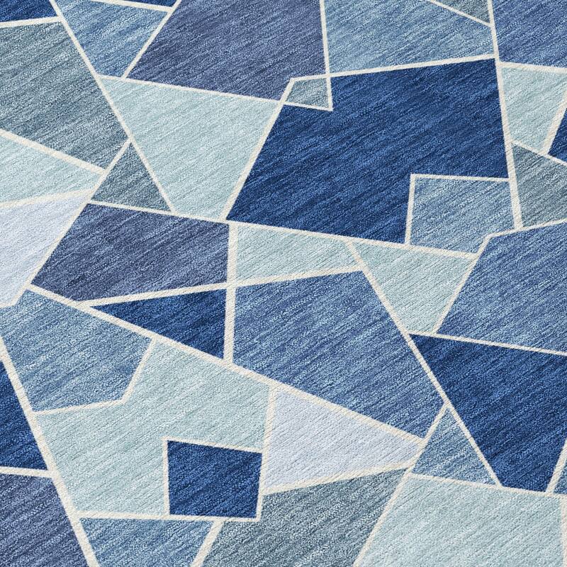 Machine Washable Indoor/ Outdoor Modern Mosaic Chantille Rug