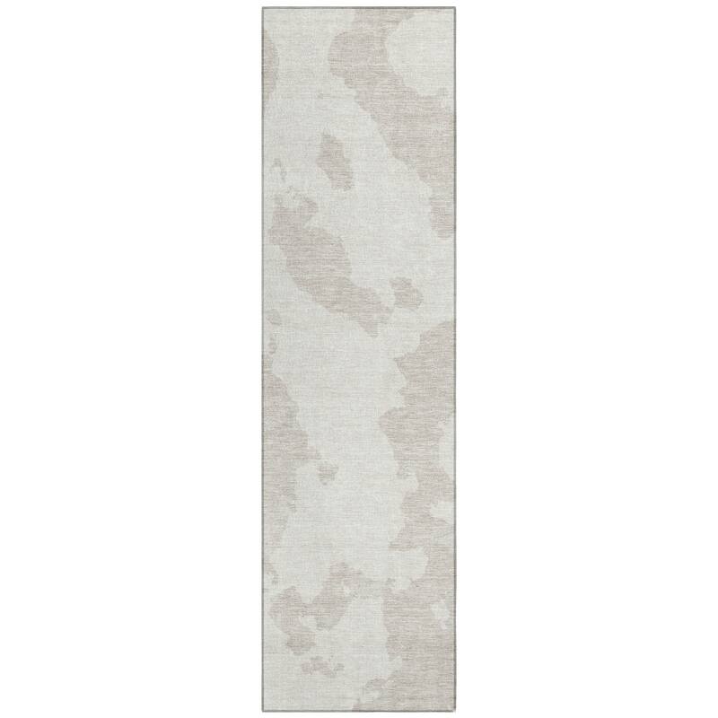 Machine Washable Indoor/ Outdoor Contemporary Abstract Chantille Rug