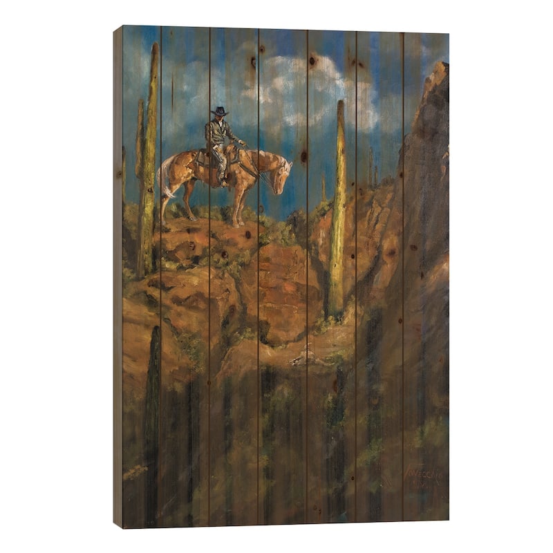 An Old Stray Print On Wood by Jan Perley - Multi-Color - 40x26x1.5