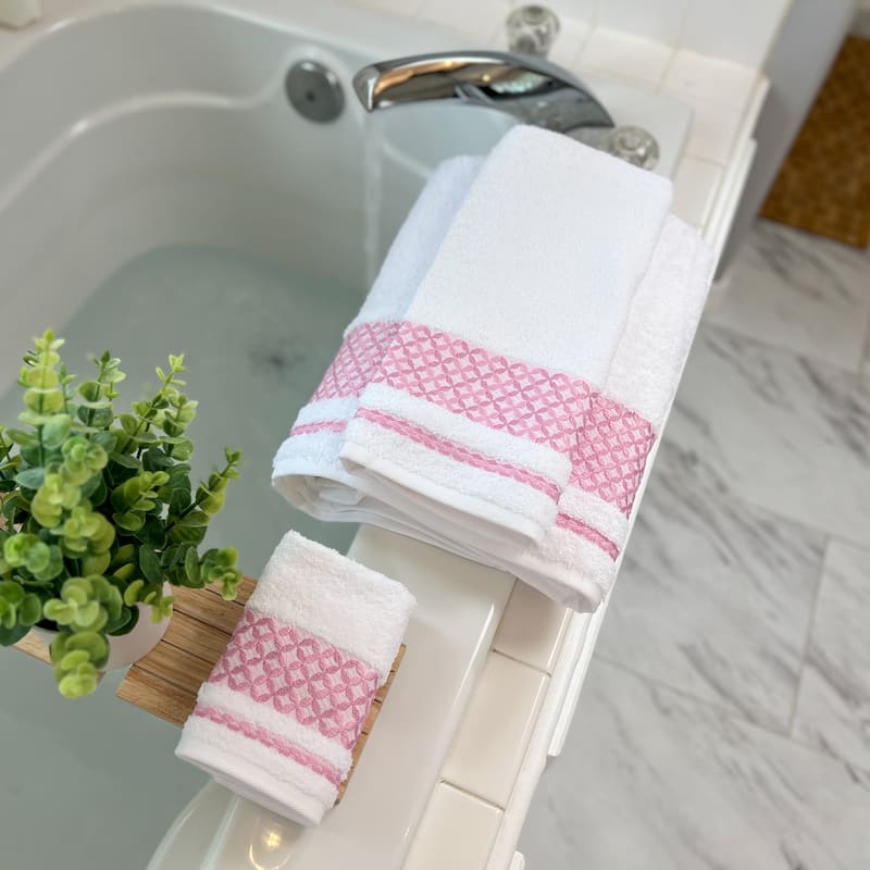 KAFTHAN Textile Plaid Turkish Cotton Bath Towels (Set of 4) - 59"L x 35"W x 0.5"H