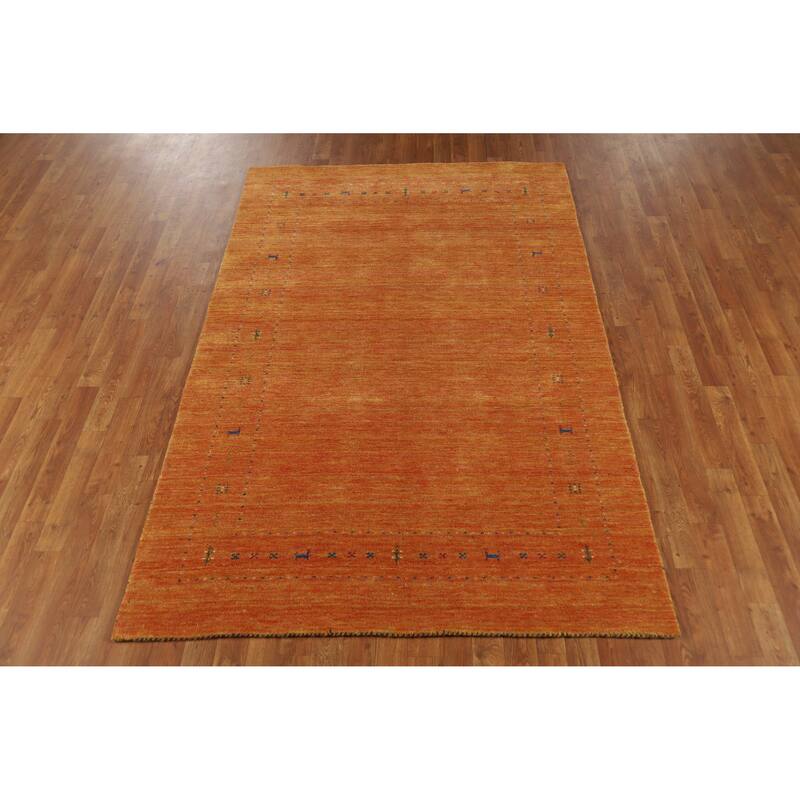 Gabbeh Indian Area Rug Handmade Orange Wool Carpet - 4'11" x 7'7"