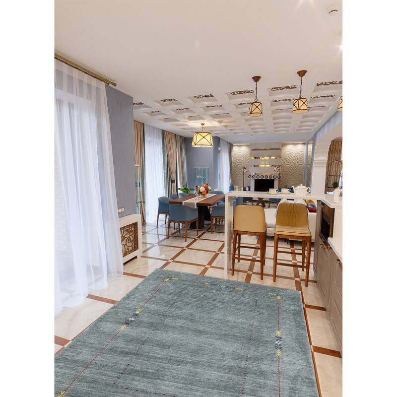 ECARPETGALLERY Hand Loomed Kashkuli Gabbeh Grey Wool Rug - 5'1 x 7'10