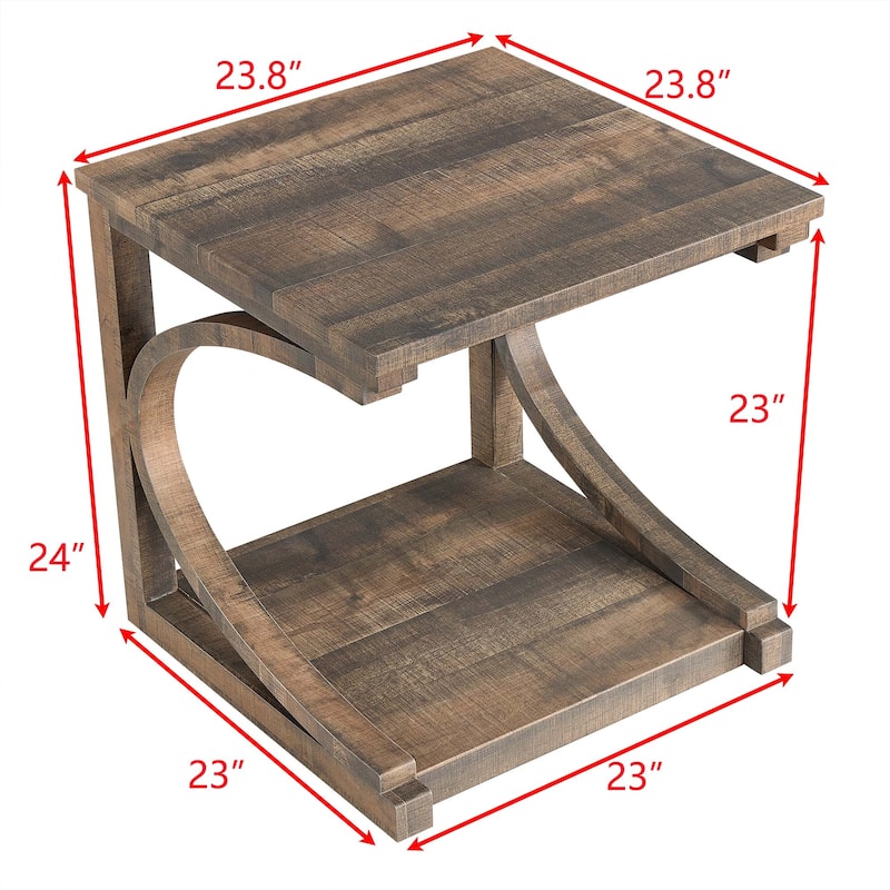 Unique Solid Wood Coffee Table with Storage Shelf