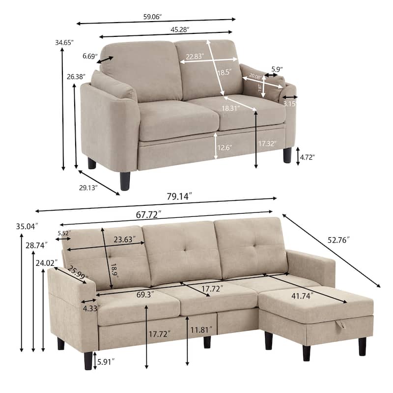 3 Pieces Living Room Sets