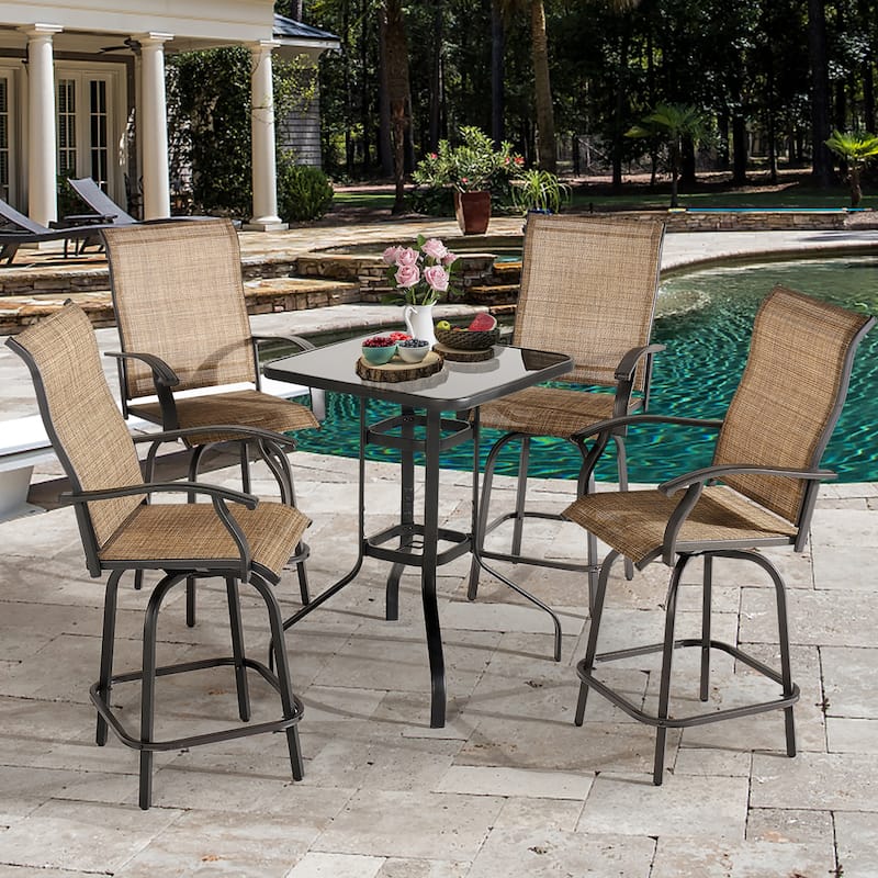 Aoxun Outdoor Metal Bar Height Swivel Bistro Set