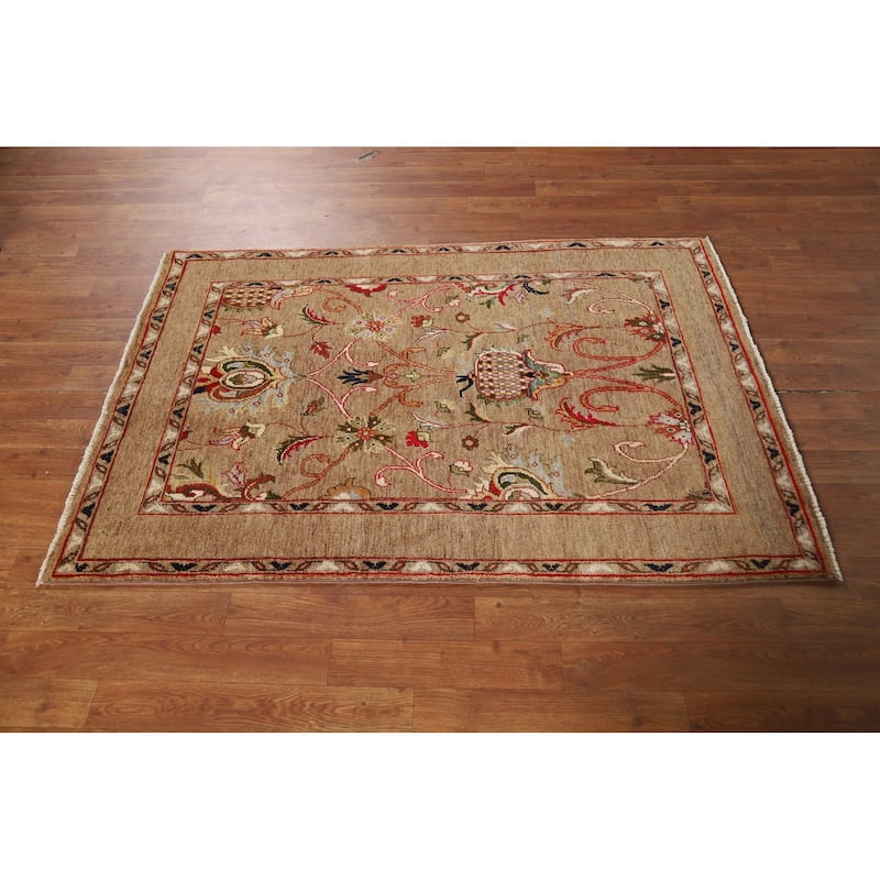 Vegetable Dye Floral Ziegler Oriental Foyer Rug Handmade Wool Carpet - 3'3" x 4'10"