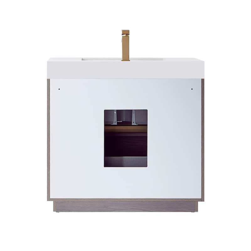 Huesca 36" Single Bath Vanity with White Stone Sink Top without Mirror