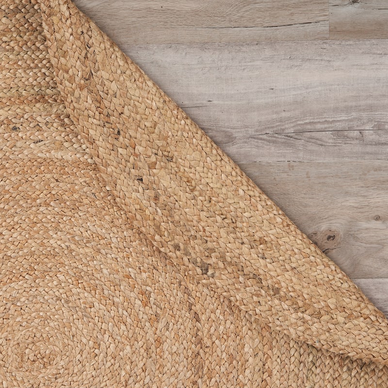 Sevita Organic Jute Round Braided Area Rug, Natural