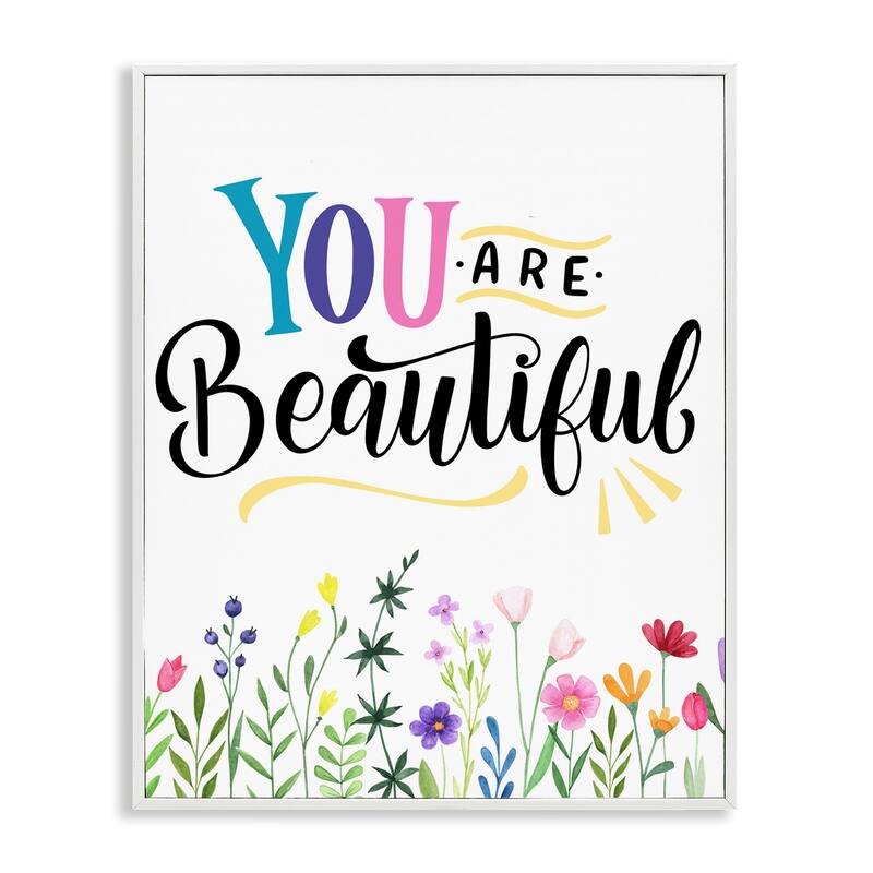 Stupell You Are Beautiful Encouragement Framed Giclee Art Design By Kim Allen - 11 x 14 - White
