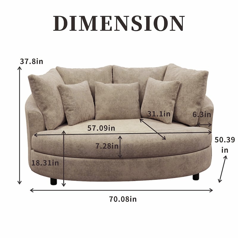 70.1"W Modern Chenille Loveseat with 7 Cushions,Oversized Accent chair