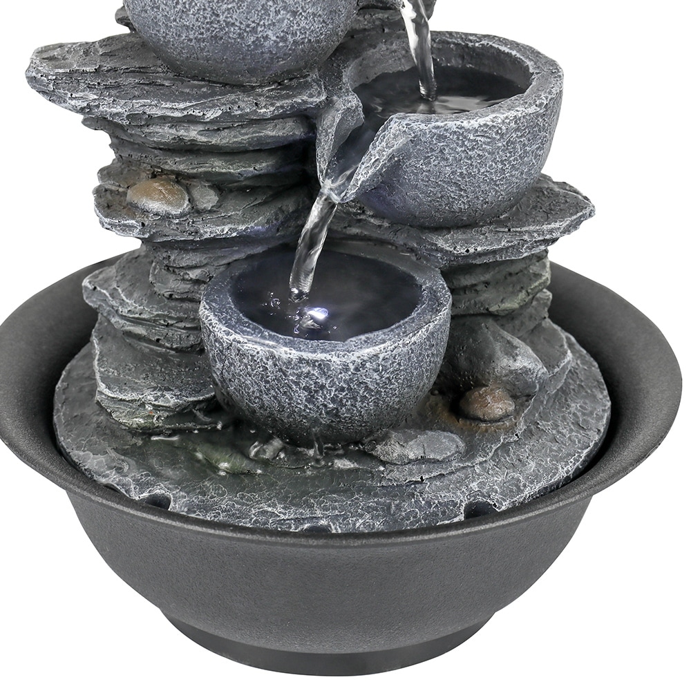 4 Tier Water Fountain Indoor Relaxation Waterfall Feature for Home grey