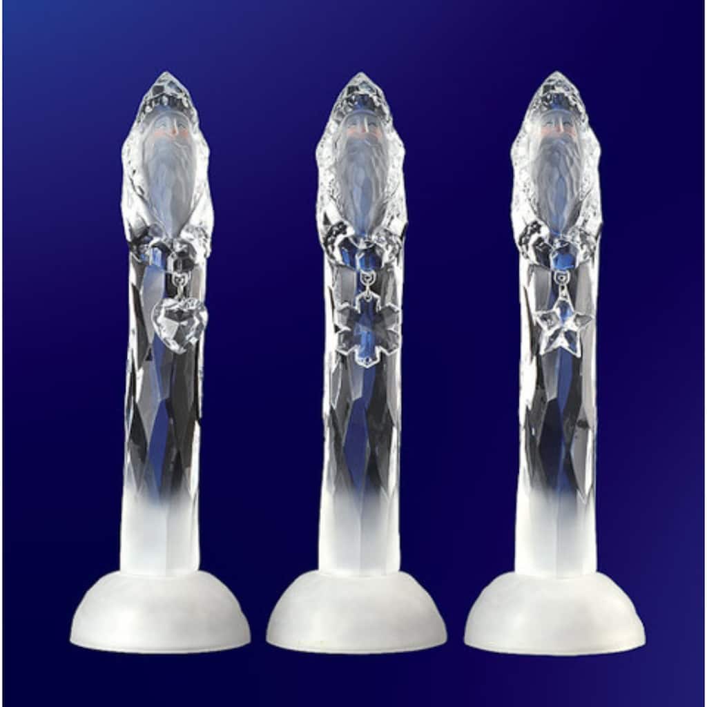 6 Icy Crystal Illuminated Christmas Santa with Gifts Figurines 10"