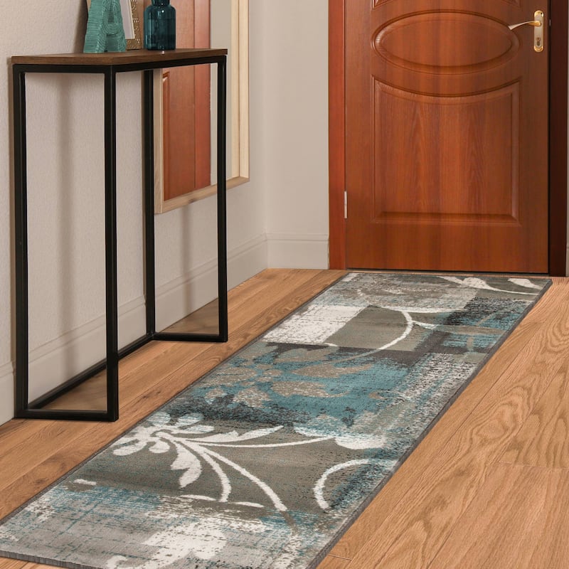 Superior Pastiche Contemporary Floral Patchwork Area Rug - 2' 7" x 10' - Rivulet