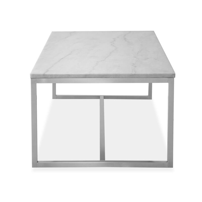Magnussen Home Esme White Marble and Brushed Nickel Rectangular Cocktail Table - 46''W x 26''D x 18''H