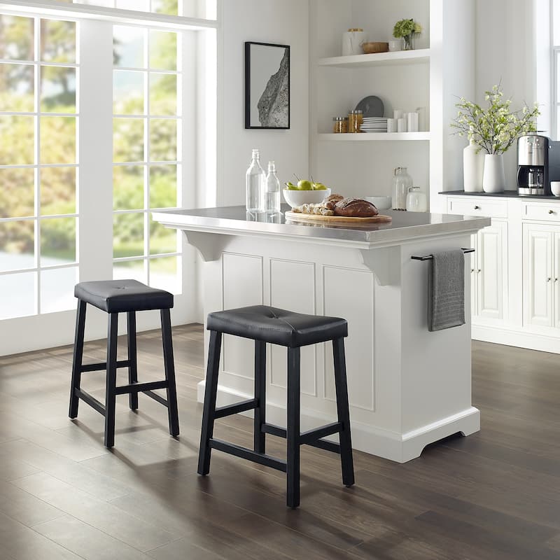 Crosley Julia Island with Upholstered Saddle Stools - 51"d x 50"w x 36"h