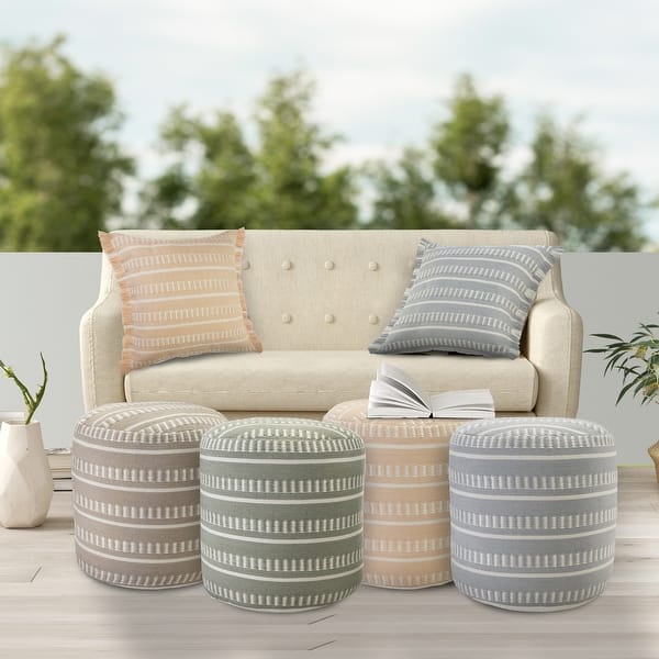 slide 1 of 34, Dash and Stripe Geometric Indoor Outdoor Pouf - 20" x 20" x 20"