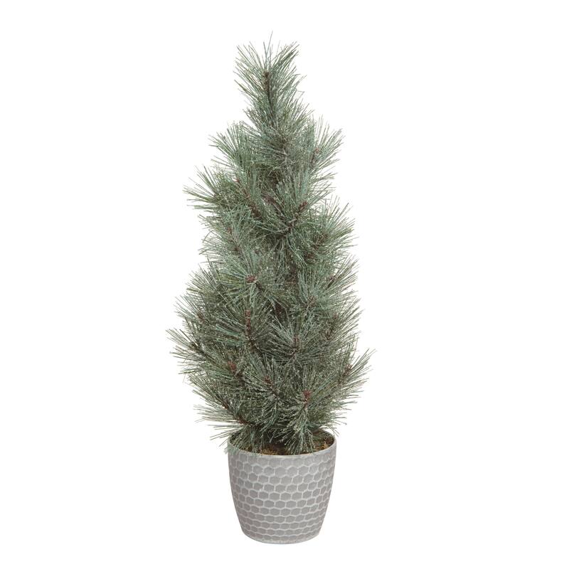 Transpac Artificial 24 in. Green Christmas Traditional Tree in Bucket