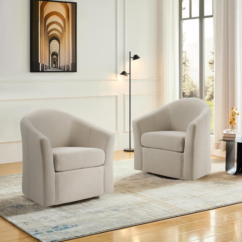Modern Upholstered Swivel Barrel Chair Living Room Accent Chair