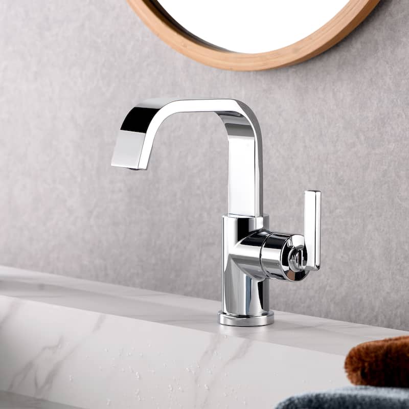 Luxier BSH14-S Single Handle Single Hole Bathroom Faucet with Drain