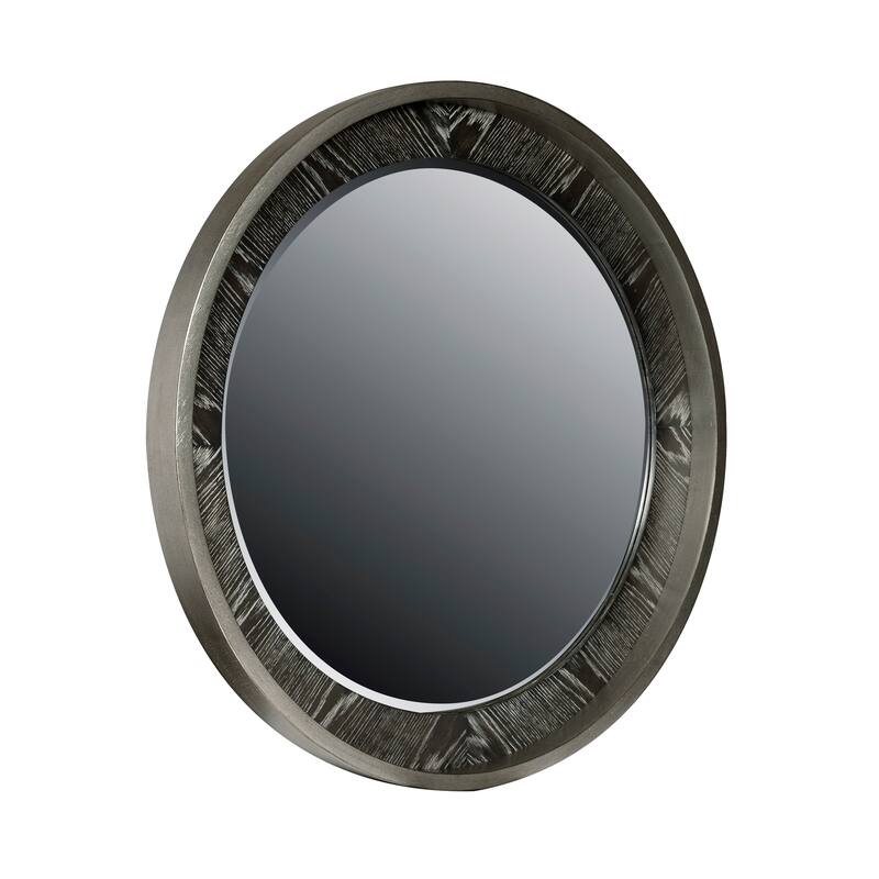Eve Round Beveled Mirror - Black/Silver - 40"W x 3"H x 40"D
