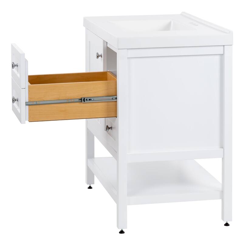 Spring Mill Cabinets Elvet 37" Bathroom Vanity With Cabinet, 2 Drawers, Open Shelf, and Sink Top