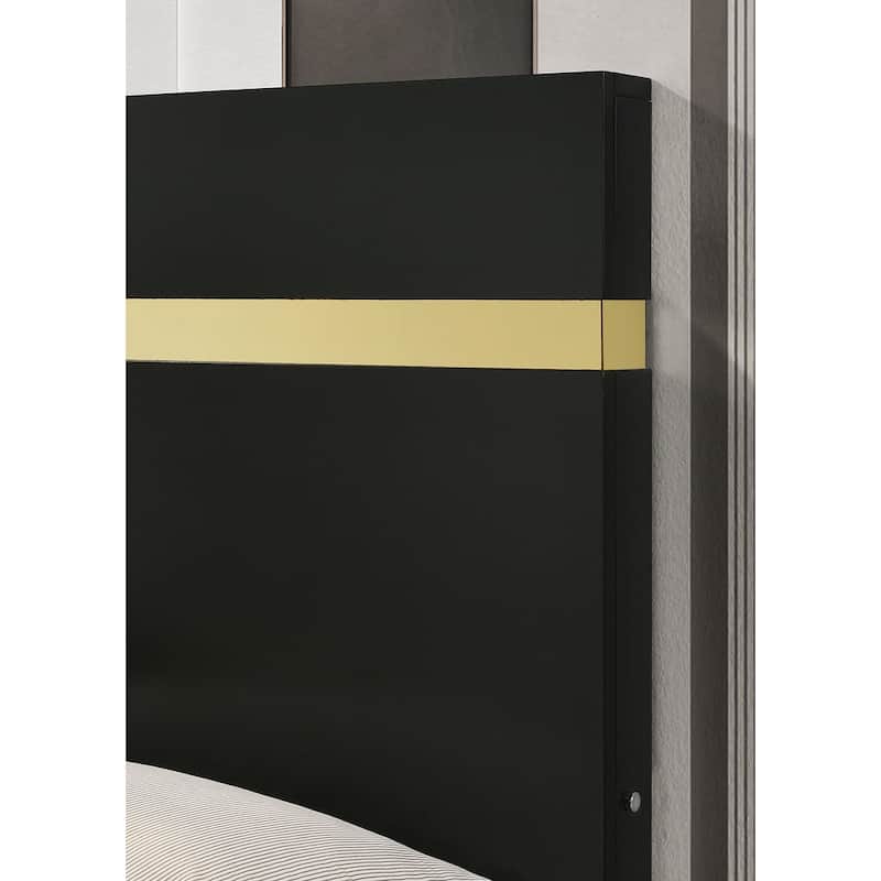 Contemporary Platform Black Finish 1Pc LED Bed