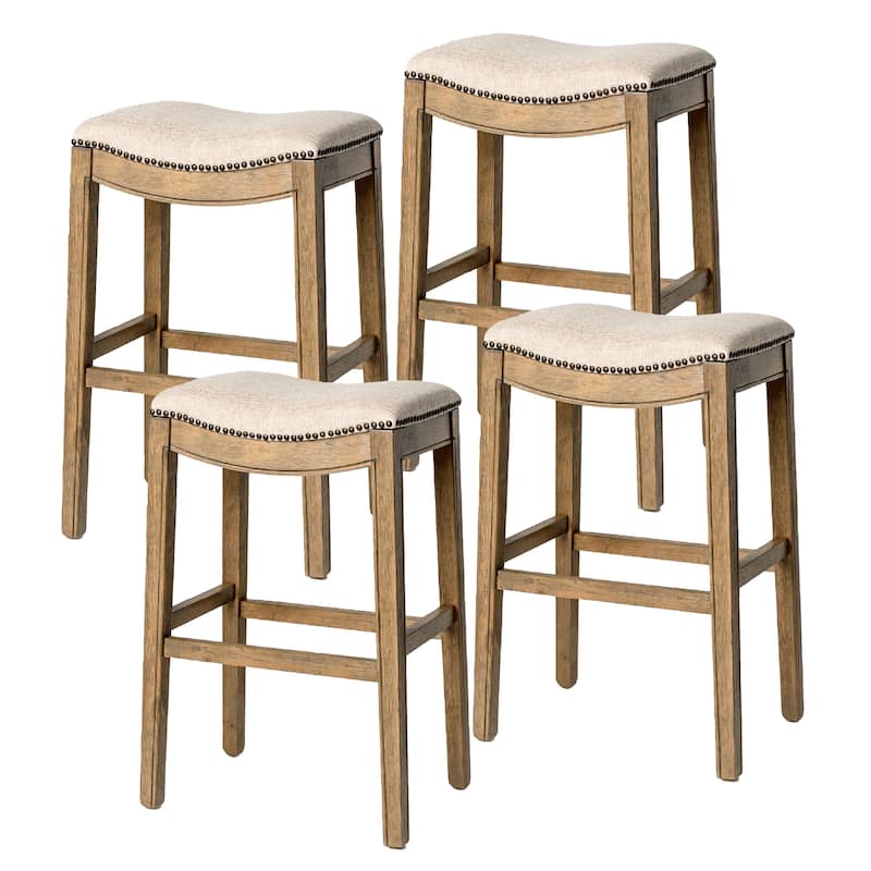 Maven Lane 31" Adrien Saddle Kitchen Bar Height Stool - N/A - Set of 4 - Natural