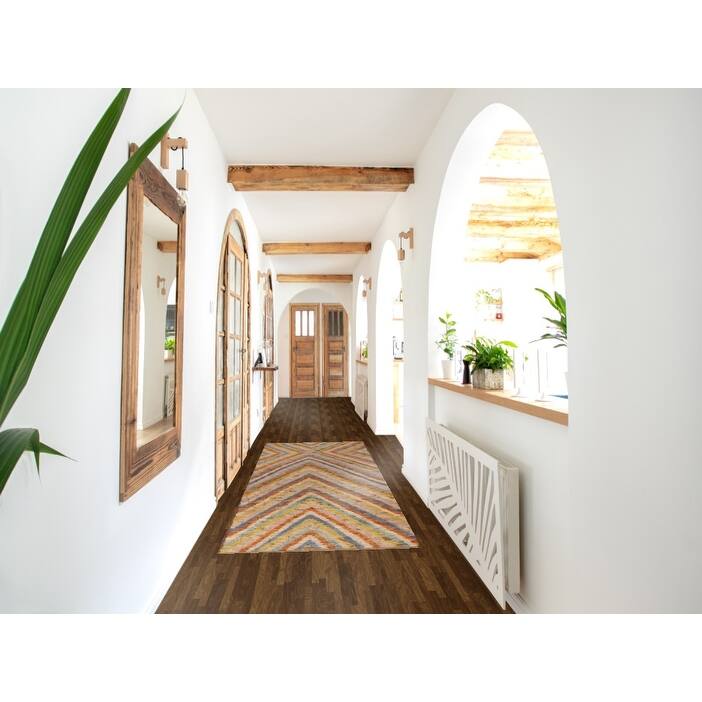 Chevron Style Moroccan Runner Rug Handmade Wool Carpet - 2'10" x 9'7"