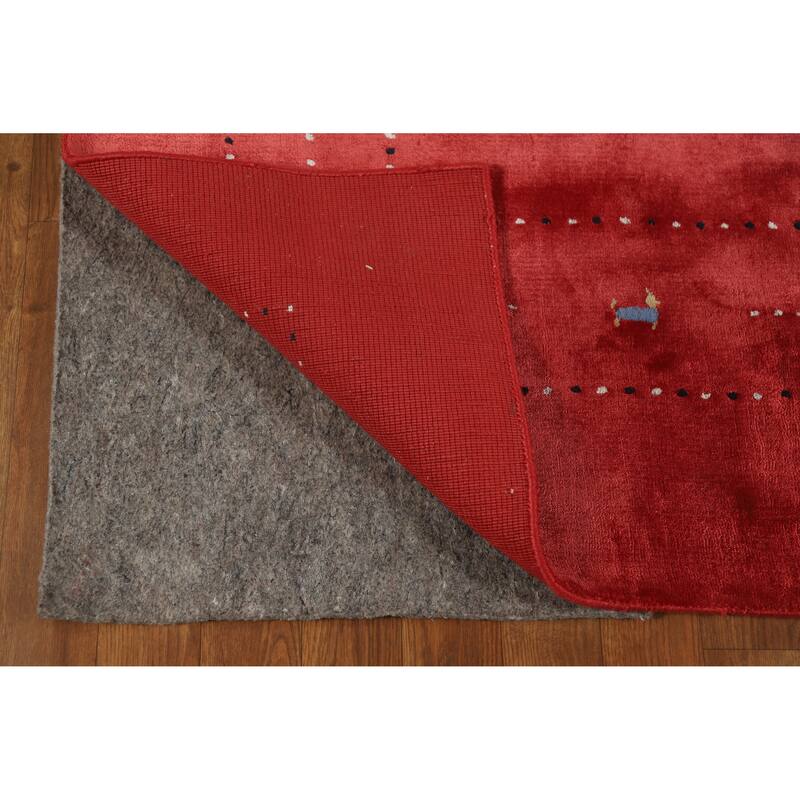 Tribal Gabbeh Indian Area Rug Handmade Red Modern Wool Carpet - 5'4" x 7'6"
