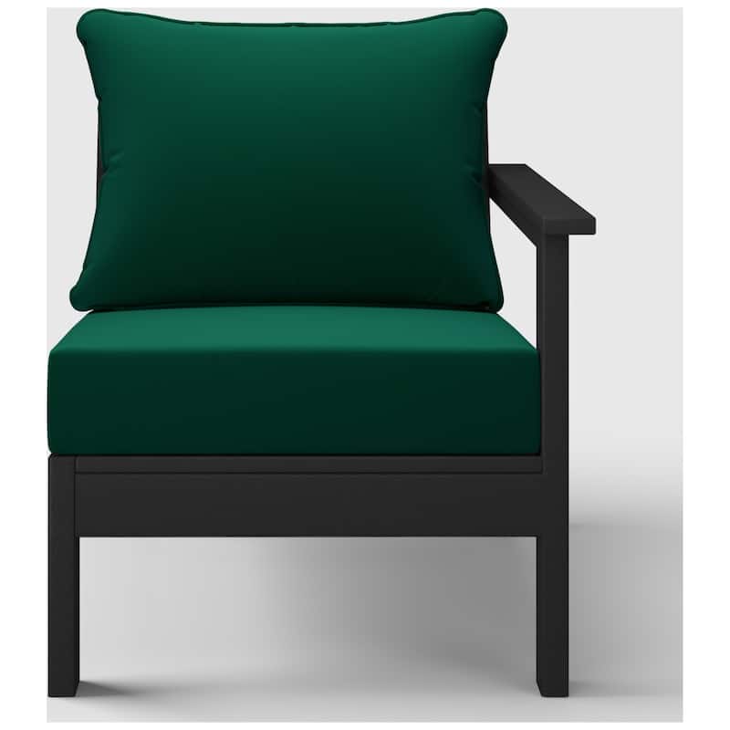 Birchwood All Weather HDPE Outdoor Patio Deep Seating Black Right Arm Facing Chair With Cushions (1-Piece)