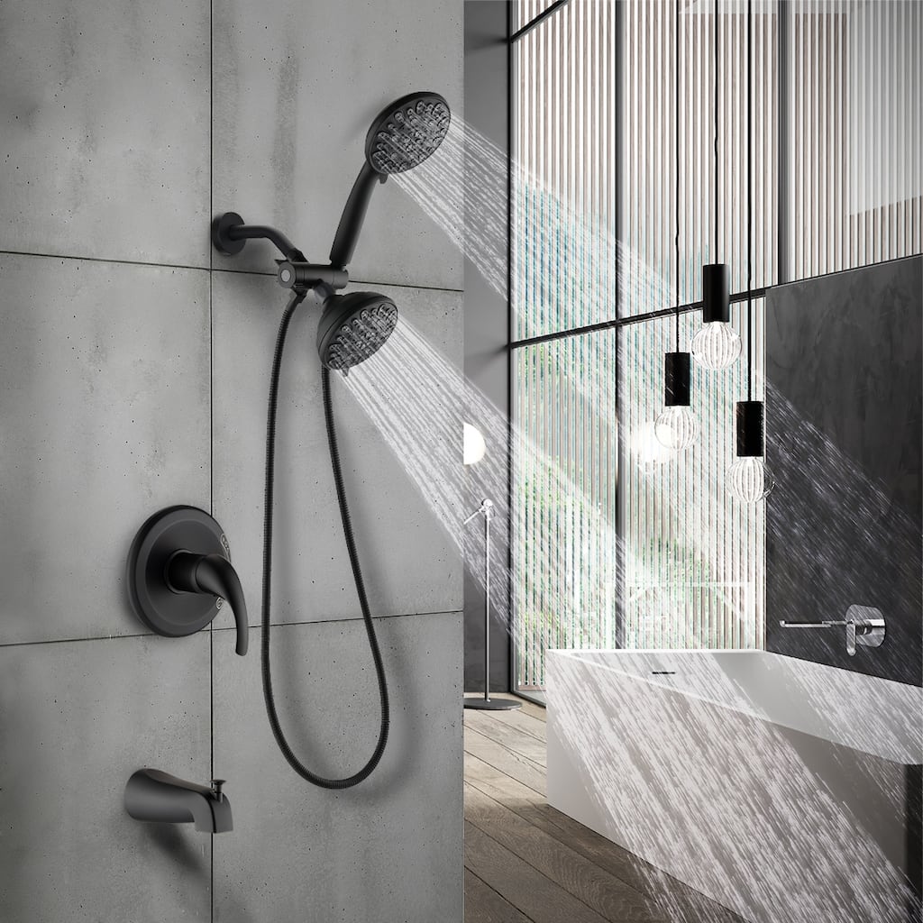 BATHLET Matte Black Bathtub Faucet and 2 in 1 Shower Faucet Set