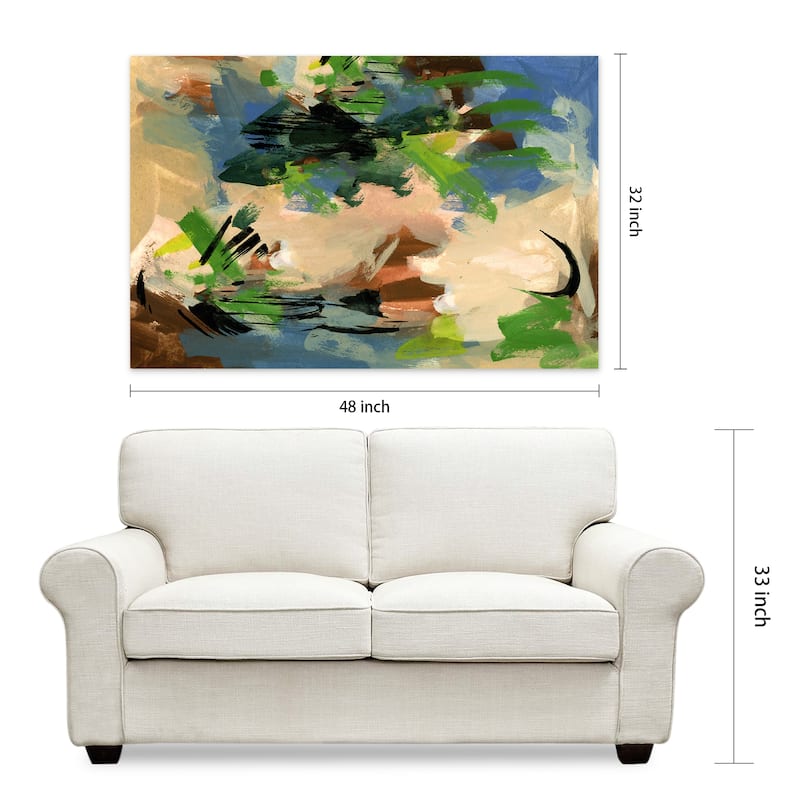 Empire Art"Linen & Blues I" Frameless Tempered Art Glass Wall Art