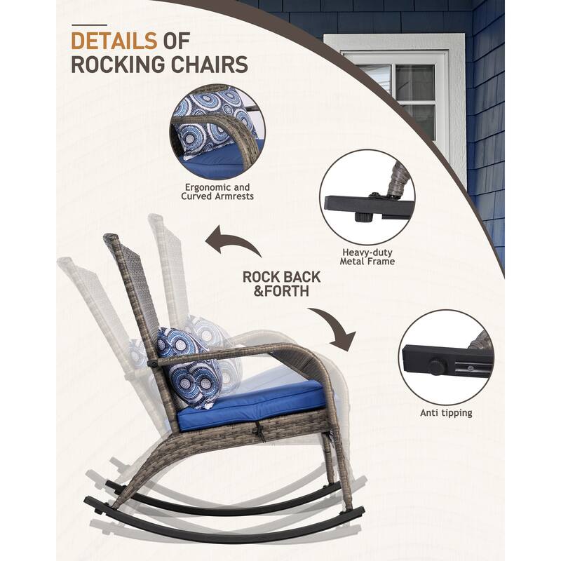 Outdoor Wicker Rocking Chair, Rattan Recliner