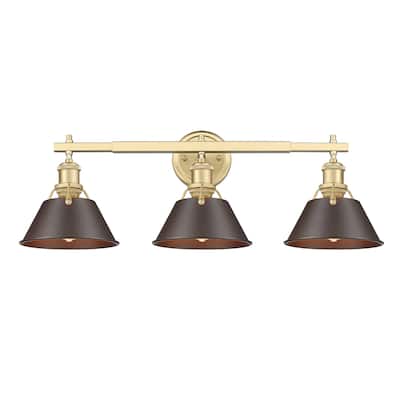 Orwell 3-Light Vanity Light in Brushed Champagne Bronze with Rubbed Bronze - Gold