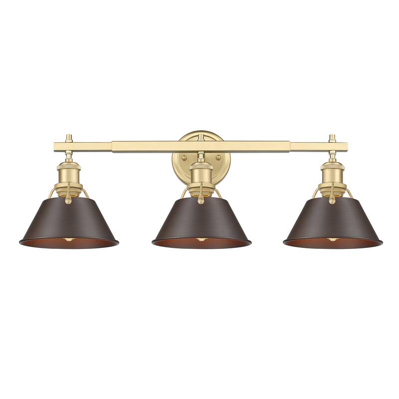 Yep by Golden Lighting Orwell 3-light Vanity in Brushed Champagne Brass and Rubbed Bronze shade - Gold
