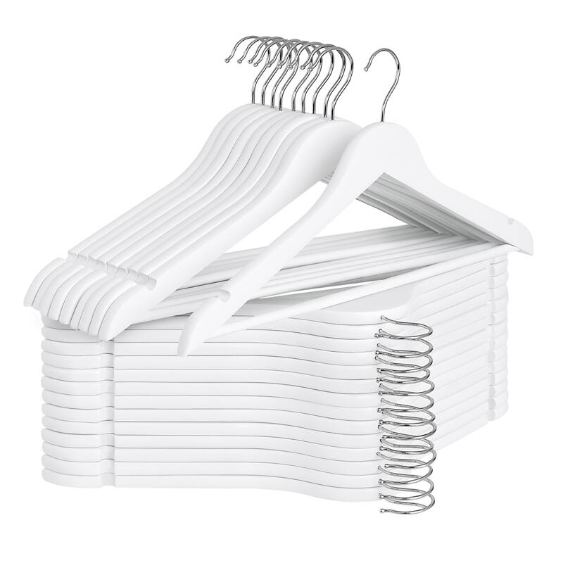 StorageWorks Wooden Clothes Hangers, Hangers for Coats, Shirts, Jackets, Pants, Suits - 30-pack - White