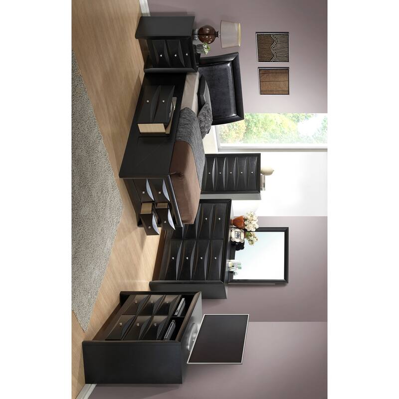 Panel Twin Bed with Storage Drawers - 85" - Black