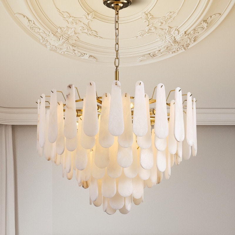 KAYLA Modern Alabaster 24-47in. Gold/Black Chandelier