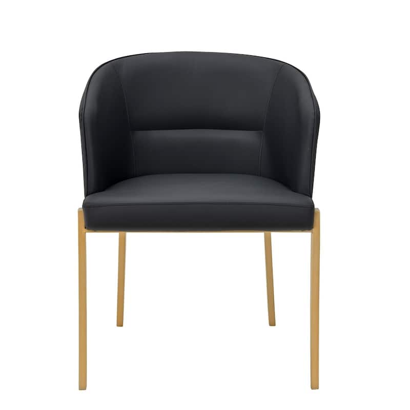 Brass/Dark Gray Faux Leather Upholstered Metal Frame Dining Chair, Sturdy Dining Chair for Dining Rooms - 21.75