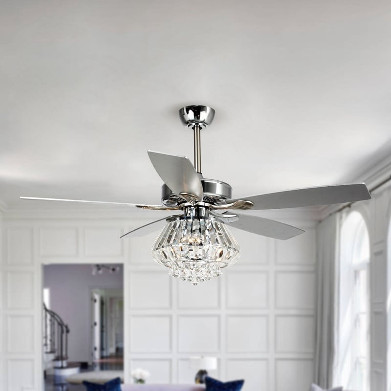 52-inch Crystal Chandelier Ceiling Fan with Light and Remote Control