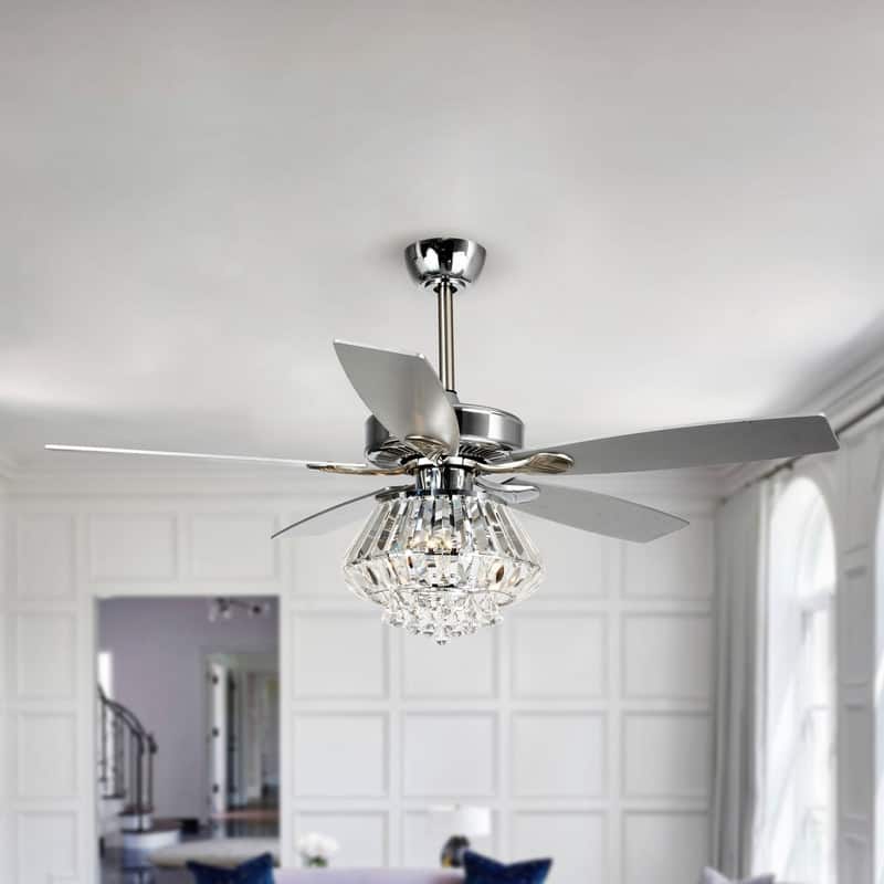 52-inch Crystal Chandelier Ceiling Fan with Light and Remote Control
