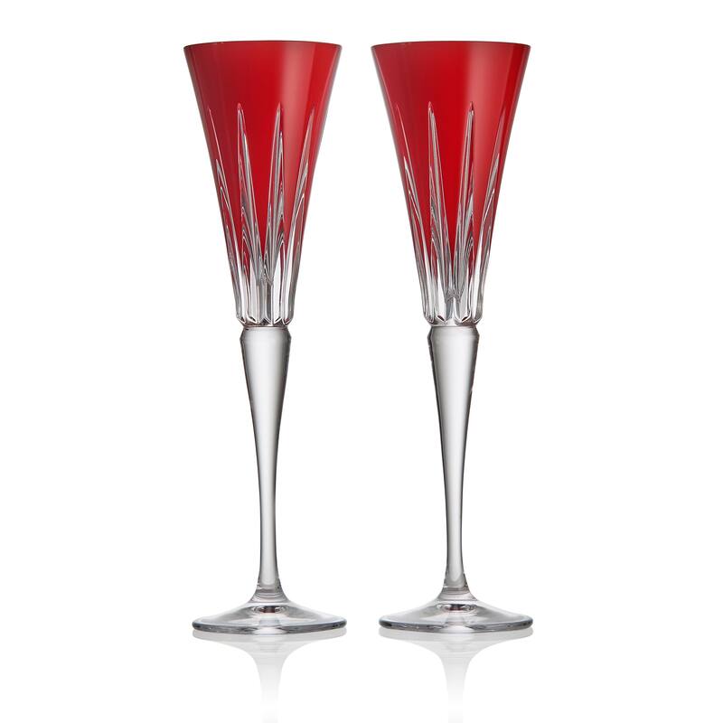 Waterford New Year Flutes Firework, Set of 2, Red